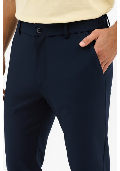 Goffra Erkek Streç Kumaş Relaxed Beli Lastikli Pantolon Lacivert