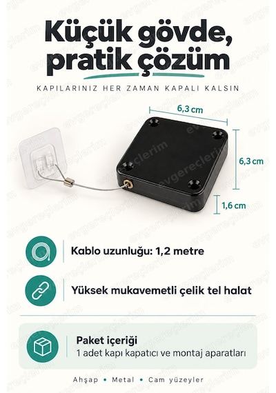 Otomatik Kapı Kapatıcı Ev İçi Kullanım 1.2m