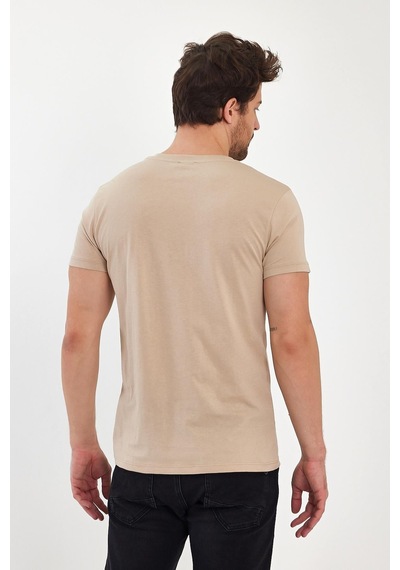 Erkek Compact Penye V Yaka T-shırt Ofxford Tan