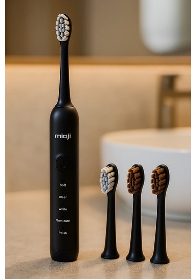 Mioji Oral B1 Şarj Edilebilir IPX8 5 Modlu Diş Fırçası Siyah + 3 Yedek Başlık