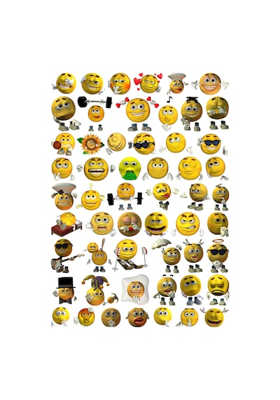 55 Adet Sarı Komik Emoji Sticker Seti - Etiket Seti Scrapbook Bullet Journal