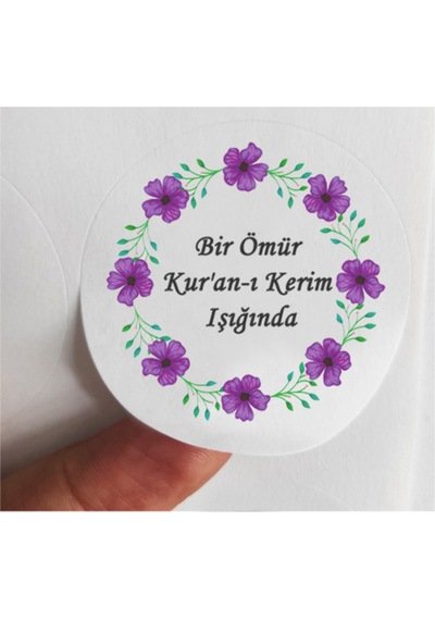 48 Adet 4 Cm Çiçekli Bir Ömür Kur'an-ı Kerim Işığında Baskılı Mat Etiket Sticker