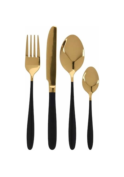 Tmall Home Design Gold Siyah 16 Parça Çatal-Kaşık- Seti Siyah
