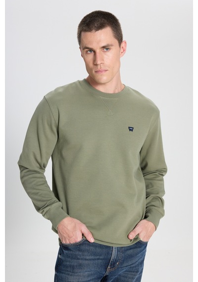 Wrangler Regular Fit Normal Kesim Bisiklet Yaka Koyu Yeşil Sweatshirt W242726X1X Açık Haki
