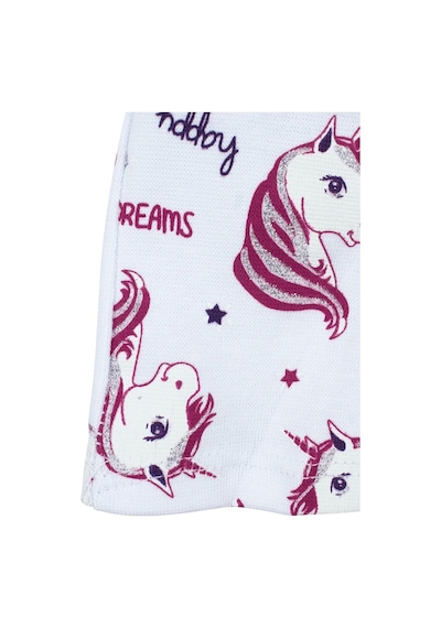 Bebegen Kız Bebek Beyaz Gri Simli Pembe Unicorn Desenli Bere 0-6 Ay Çok Renkli