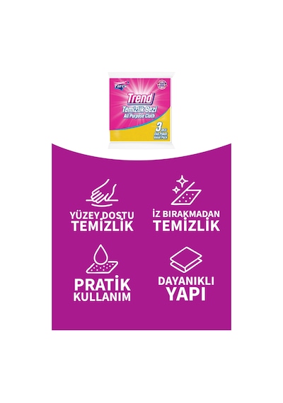 Trend Temizlik Bezi 3'lü Paket Üçlü Set Gri