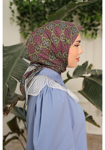 Silk Home Pusula Desen Soft Pamuk Eşarp Haki