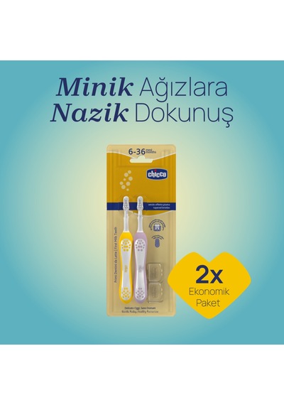 Chicco 2'li Diş Fırçası 6-36 Ay Lılac Mustard 00012082000000 Çok Renkli