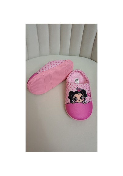 Gezer Kız Çocuk Polar Taban Kışlık Ev Terliği Pembe