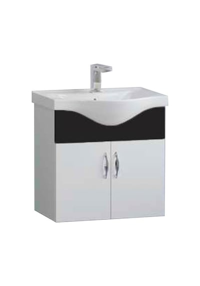 Denko Akyazı 55 Cm Mdf Banyo Dolabı Siyah, Alt Modül Ve Lavabo Çok Renkli
