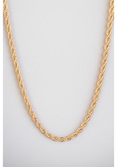 Gümüş Kaplama 316 L Paslanmaz Çelik Kz-106 Singapur Örme Halat Zincir Kolye 3 Mm. Gold Altın