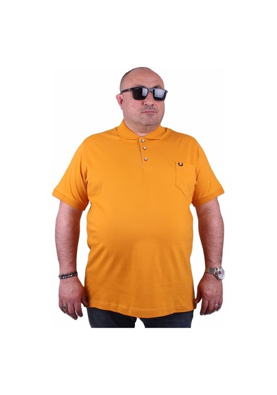 Moc Grande Mocgrande Büyük Beden Likralı Klasik Cepli Polo Tişört 11501 Hardal