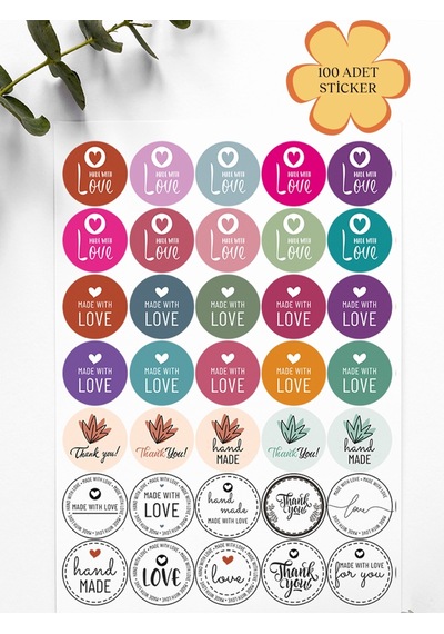 100 Adet Teşekkür Ederiz Stickers Paketleme Kargo Çıkartma Pyg0ks