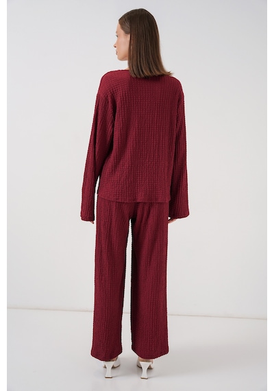 Bigdart Kadın Örme Bluz Pantolon İkili Takım 30052 - Bordo Bigdart Kadın Örme Bluz Pantolon İkili Takım 30052 - Bordo