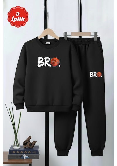 Fyk Kids 3 İplik Kalın Yuvarlak Yaka Bro Basketbol Baskı Detaylı Kışlık Erkek Çocuk Eşofman Takımı Siyah Fyk Kids 3 İplik Kalın Yuvarlak Yaka Bro Basketbol Baskı Detaylı Kışlık Erkek Çocuk Eşofman Takımı Siyah