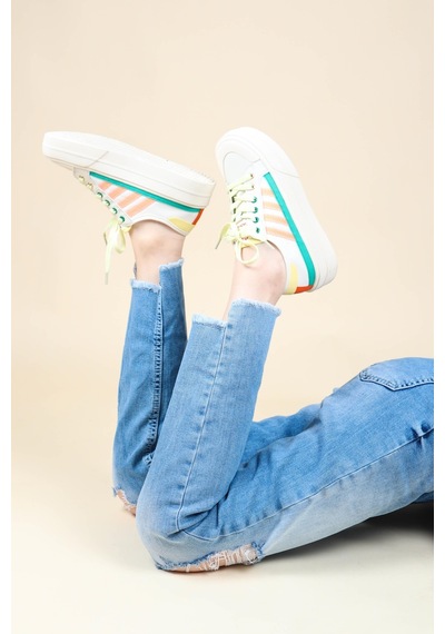 Guja Cilt Garnili Keten Sneakers Yeşil-Yeşil