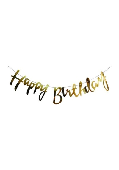 Gold Happy Birthday Banner Diğer