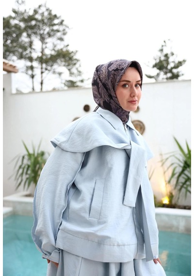 Silk Home Twill İpek Eşarp - 11468-32 Lacivert Mor