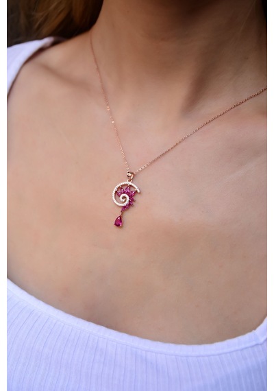 Papatya Silver 925 Ayar Gümüş Rose Kaplama Girdap Tasarım Kolye