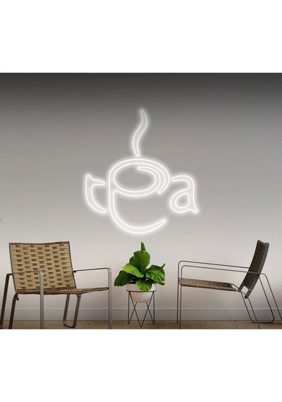 Tea Yazılı Ve Şekilli Neon Tabela Beyaz