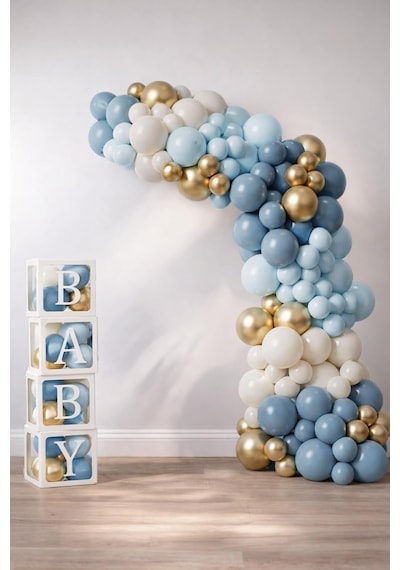 Okyanus Temalı Baby Shower Set 119 Parça Baby Kutu Ve Lateks Balon Set Çok renkli