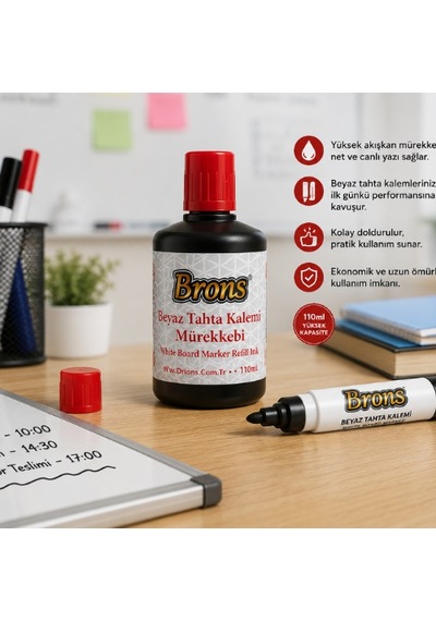 Beyaz Tahta Kalemi Mürekkebi 110 Ml Beyaz Tahta Kalemi Dolum Mürekkebi Kırmızı Siyah