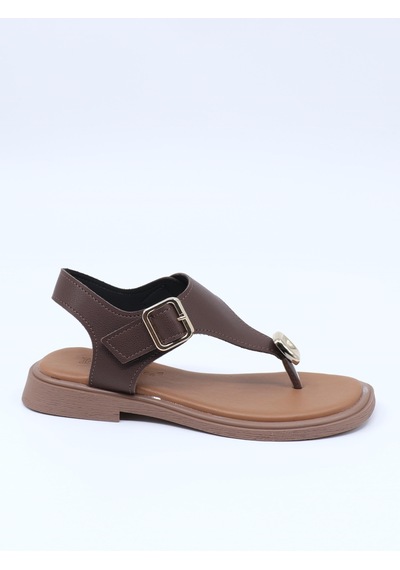 Nesilshoes Nesil Shoes Dvm 219 Kahve Tokası Cırtlı Parmak Arası Sandalet
