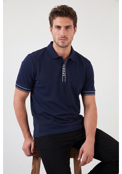 Buratti Pamuklu Regular Fit Yarım Fermuarlı Polo T Shirt Erkek Polo Yaka T Shirt 5904073 İndigo