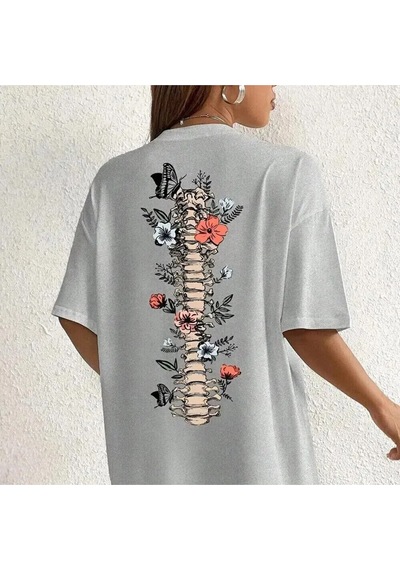 Noıssey Urban Pop Graphic Kadın Tişört Koleksiyonukod 5172 Gri