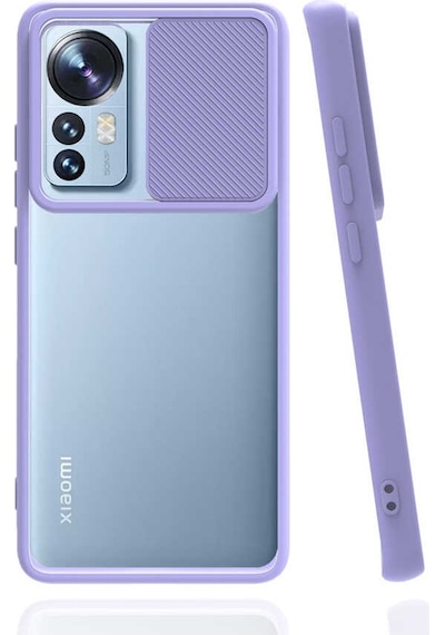 Kilifone - Xiaomi Uyumlu Mi 12 - Kılıf Slayt Sürgülü Arkası Buzlu Lensi Kapak - Lila