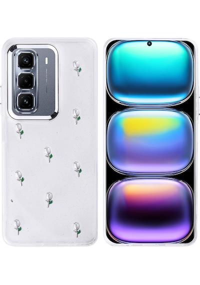İnfinix Hot 50 Pro Plus 4g Uyumlu Uyumlu Kılıf Airbag Tasarımlı Simli Şeffaf Zore Kutup Kapak - Lale -