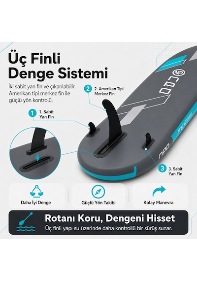 Npo Aqua Gray 350x84x15cm Şişme Military Sup Paddle Board 196kg Kürek Pompa Çanta Koltuklu Full Set