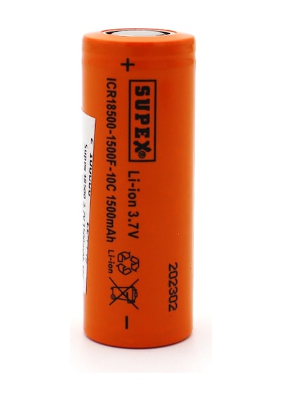 Supex 18500 3.7 Volt 1500ma 10c Düz Kafa Pil