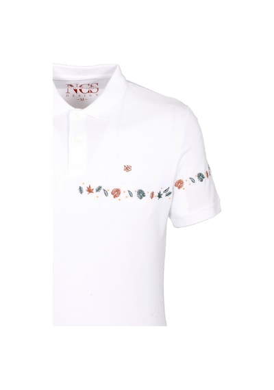 Erkek Polo Yaka Tişört Beyaz Slim Fit Ribanalı Kol Nakışlı T-shirt Ncs Jeans 1169-beyaz Beyaz