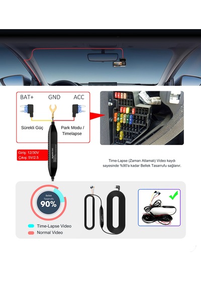 Laiser Bw-d363 Hardwire Kit - Park Modu Kablosu - Type-c