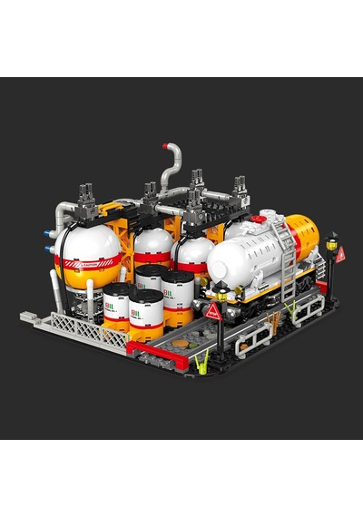 City Gas Station 743 Parça Modüler Kimya Tesisi Yapı Seti Tank + Laboratuvar Jj9223