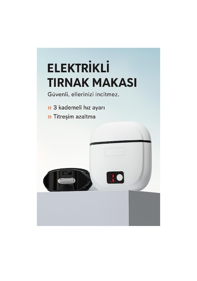 Ofisinn Elektrikli Otomatik Tırnak Makası Bebek - Çocuk ve Yetişkinler İçin Şarj Edilebilir Akıllı Güvenlik Tırnak Makası Pastel Pembe