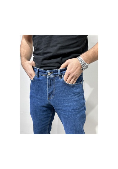 Myrab Denim Erkek Siyah Regular Fit Rahat Kesim Denim Zift Mavi Jeans Açık Mavi