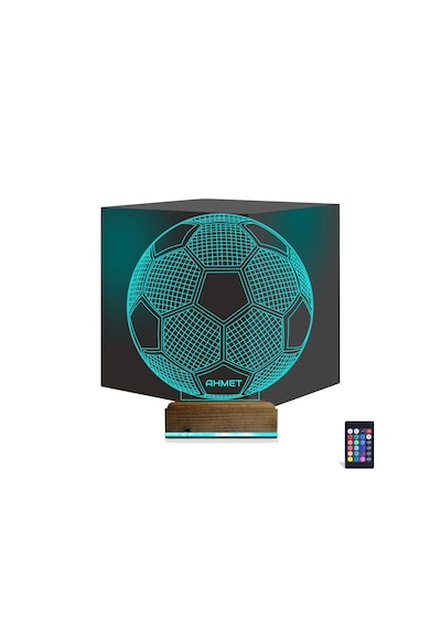 Luvivia Futbol Topu Futbolcu Taraftar Kişiye Özel 3d Lamba - Masa Gece Lambası Şeffaf