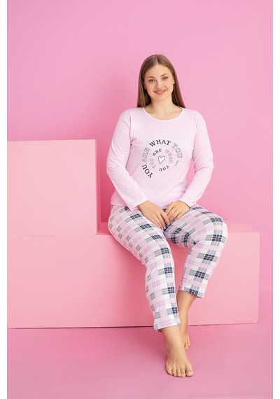 Rindahomewear Büyük Beden Süprem Pijama Takımı Pembe