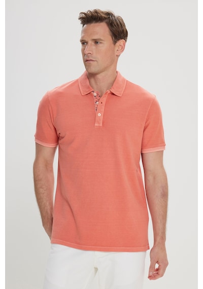 AC&Co / Altınyıldız Classics Erkek Kıremıt Slim Fit Dar Kesim %100 Pamuk Polo Yaka Tişört Kiremit