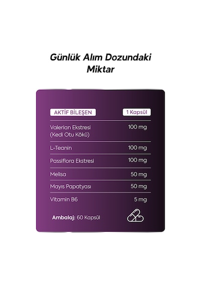 Dr. Henri Passiflora Complex Passiflora Valerian L-Teanin ve Vitamin B6 Bitkisel Takviye Edici Gıda 60 Kapsül