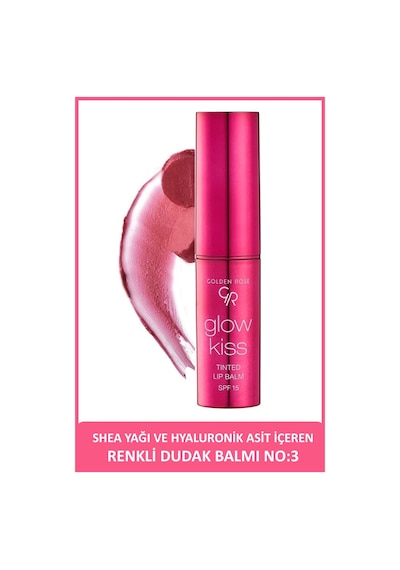 Golden Rose Glow Kiss Tinted Shea Yağı Hyaluronik Asit Ve Vitamin E İçeren Renkli Dudak Balmı 03 Berry Pink