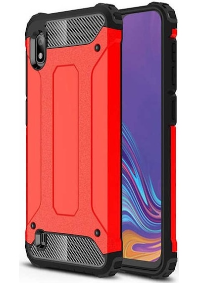 Kilifone - Samsung Uyumlu Galaxy A10 - Kılıf Çift Katman Zırh Tank Crash Military Kapak - Kırmızı