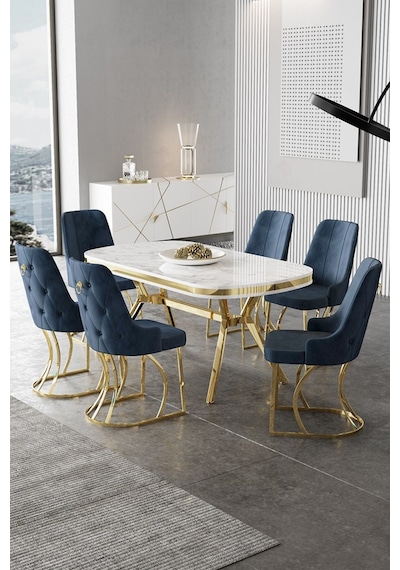 Canisa Epal Serisi 90x168 Lak Panel Beyaz Mermer Desen Masa Takımı Gold Ayaklı 6 Antrasit Sandalye Masa Beyaz Mermer Desen Sandalye Antrasit Canisa Epal Serisi 90x168 Lak Panel Beyaz Mermer Desen Masa Takımı Gold Ayaklı 6 Antrasit Sandalye Masa Beyaz Mermer Desen Sandalye Antrasit