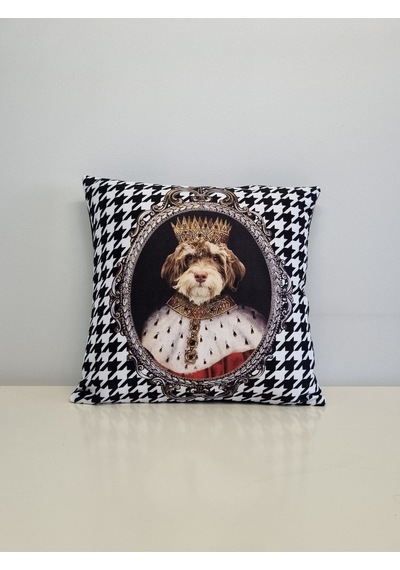 Cockapoo Prens Kaz Ayağı Desen Kırlent Kılıfı Çok Renkli