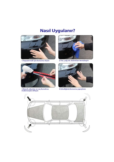 Mucit Home Araçlar İçin Dayanıklı 2 Adet Esnek Tampon Koruma Bandı Çizik Darbe Ve Mini Hasar Çarpma Önleyici