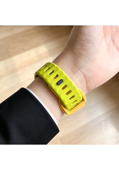 Watch Ultra 49mm Kordon Çift Renk Özel Tasarım Krd-160 Silikon Strap Kayış Sarı-yeşil