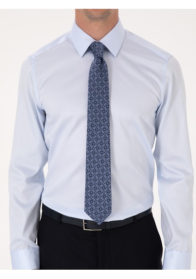 Cacharel Açık Mavi Slim Fit %100 Pamuk Non Iron Kolay Ütülenebilir Klasik Gömlek Acık Mavı