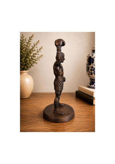 3d Kişiye Özel İsimli Boksör - Dövüşçü Bronz Renk 18 Cm